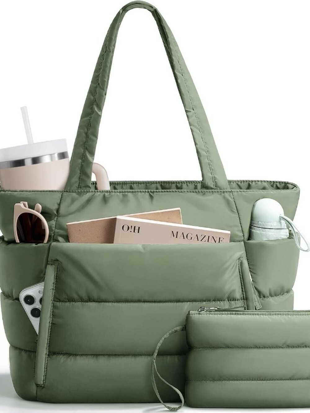 Puffer Tote Bag for Women, Lightweight Puffy Work Handbag Teacher Nurse Quilted - Picture 1 of 9